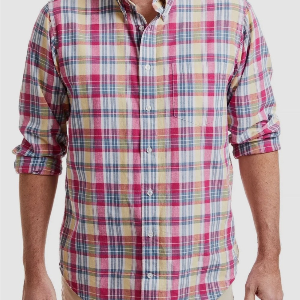 Men’s Bonobos Plaid Slim Fit Button Down!